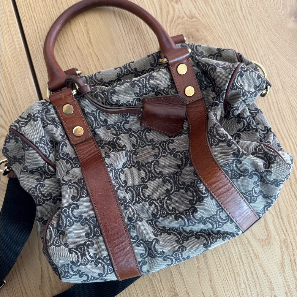 Vintage CELINE Macadam Small Canvas Boston Bag